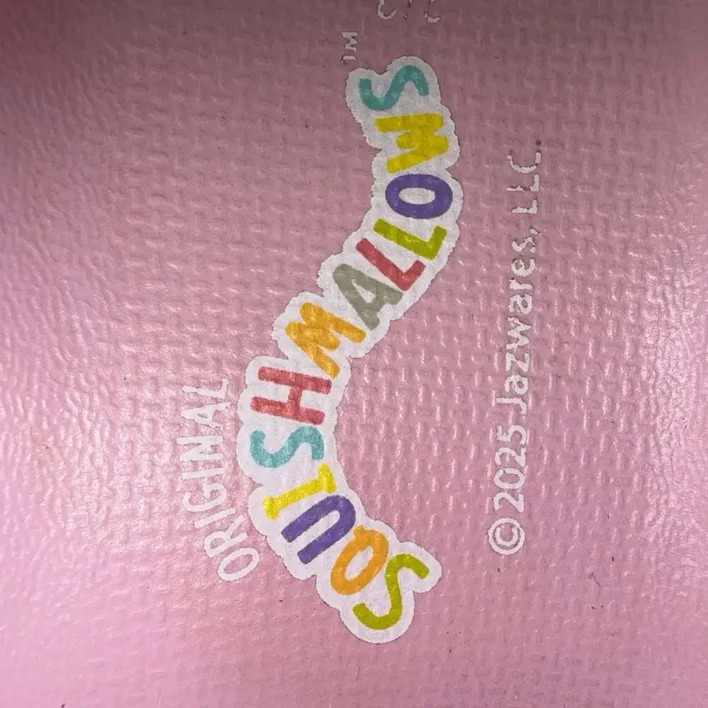 Squishmallows Pink Slide Sandals Size 2/3 Blue Cow Foam Slip-On Jazwares